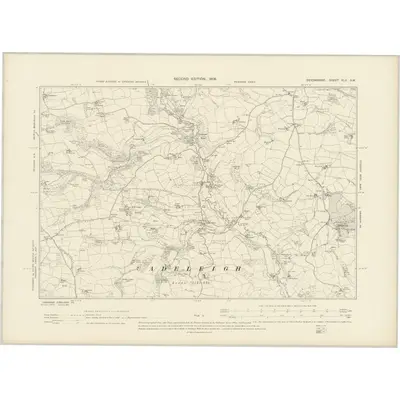 1904 Map of Devonshire XLV.SW, 1906 Print