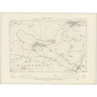 1903 Map of Devonshire XLVI.NW, 1906 Print