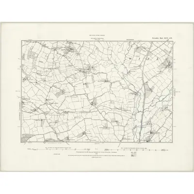 1887 Map of Devonshire XLVI.SW, 1888 Print