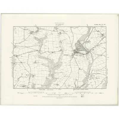 1887 Map of Devonshire XV.SW, 1888 Print
