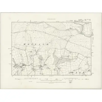 1887 Map of Devonshire XVI.SW, 1889 Print