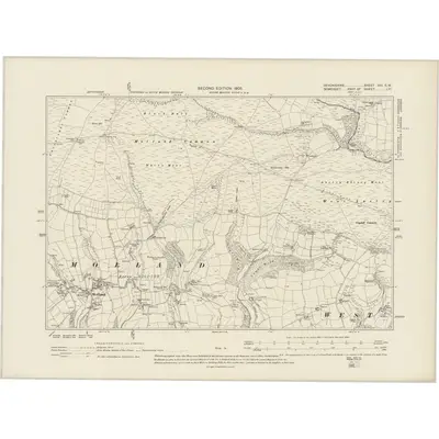 1902 Map of Devonshire XVI.SW, 1905 Print