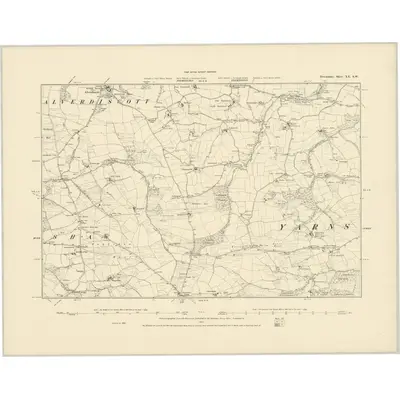 1886 Map of Devonshire XX.SW, 1887 Print