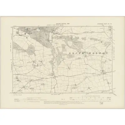 1903 Map of Devonshire XXI.NE, 1906 Print