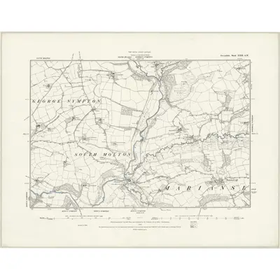 1886 Map of Devonshire XXII.SW, 1888 Print