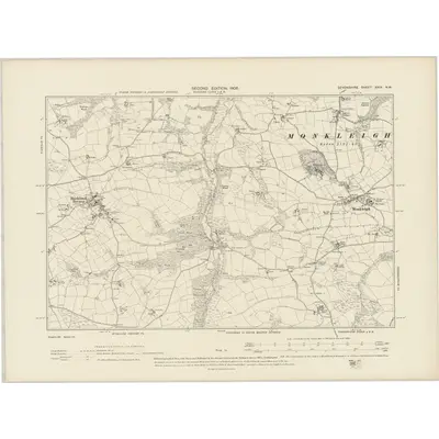 1904 Map of Devonshire XXIX.NW, 1905 Print