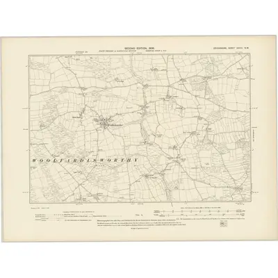 1904 Map of Devonshire XXVIII.NW, 1906 Print