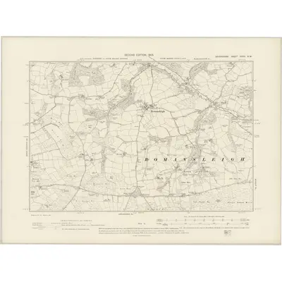 1903 Map of Devonshire XXXII.NW, 1905 Print