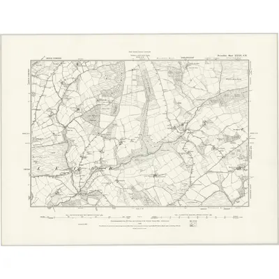 1887 Map of Devonshire XXXII.SW, 1888 Print