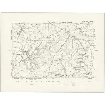 1887 Map of Devonshire XXXIII.SE, 1889 Print