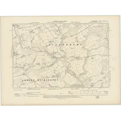 1904 Map of Devonshire XXXIX.NE, 1906 Print