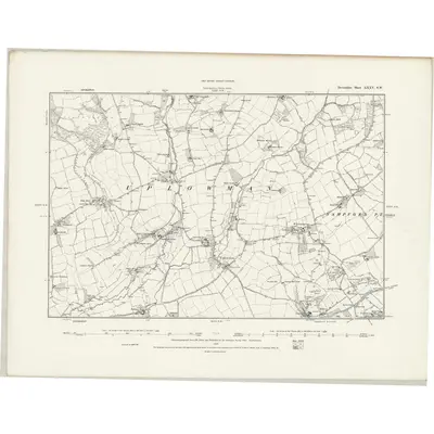 1886 Map of Devonshire XXXV.SW, 1888 Print