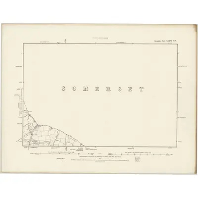 1886 Map of Devonshire XXXVI.NW, 1888 Print