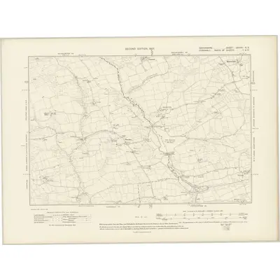 1905 Map of Devonshire XXXVIII.SE, 1907 Print