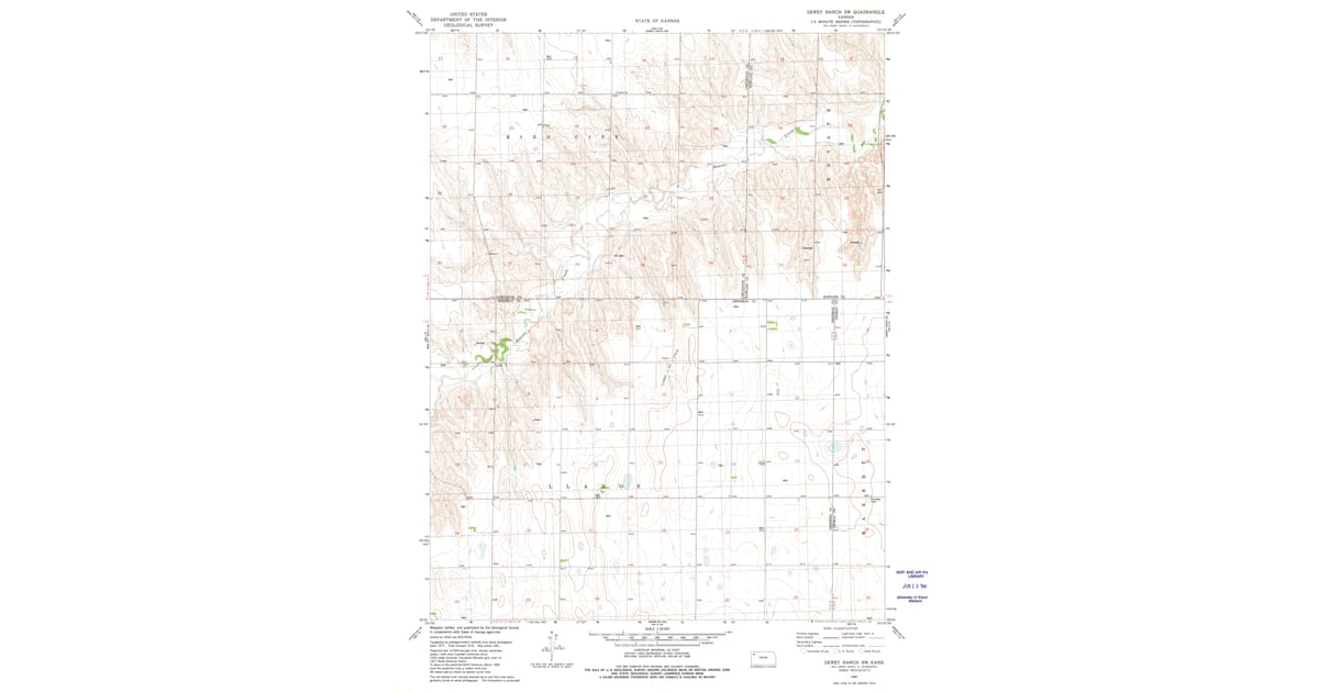 Sherman Ranch Map 1981 Map of Dewey Ranch SW, Sherman County, KS — High-Res | Pastmaps