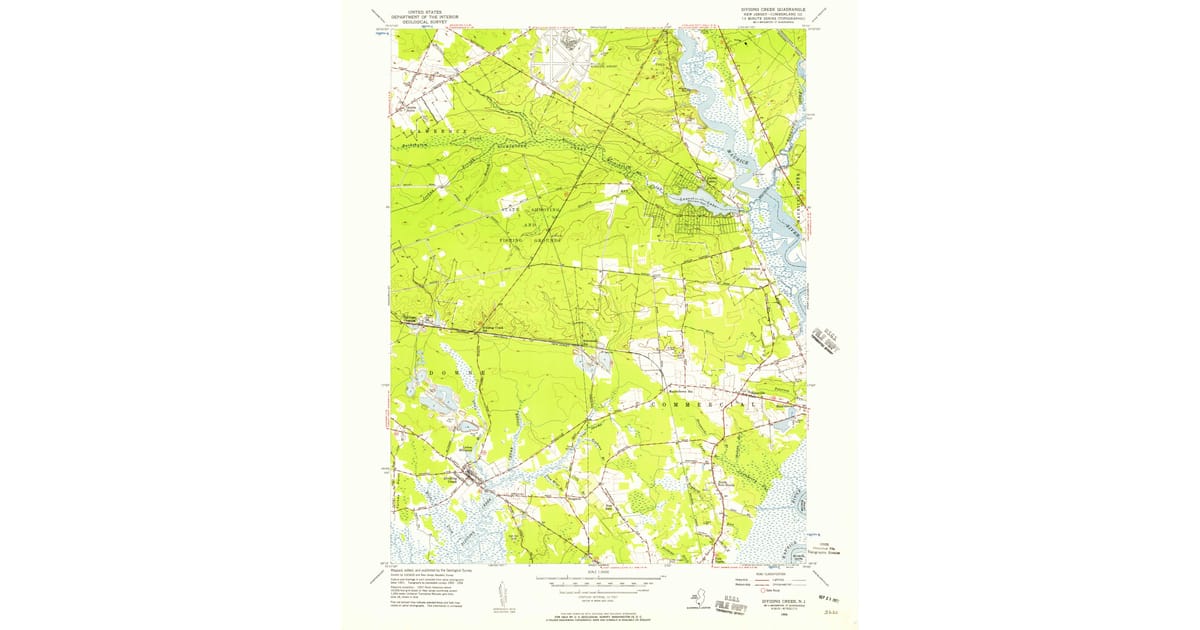 1956 Map of Dividing Creek, NJ — HighRes Pastmaps