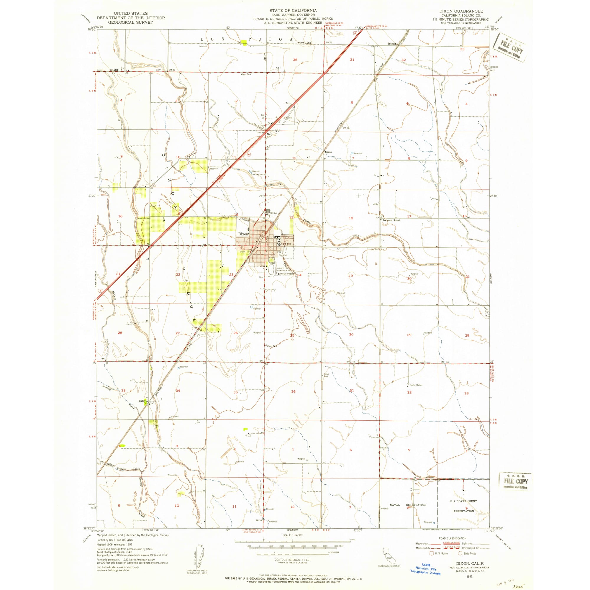 1952 Map of Dixon, CA — High-Res | Pastmaps