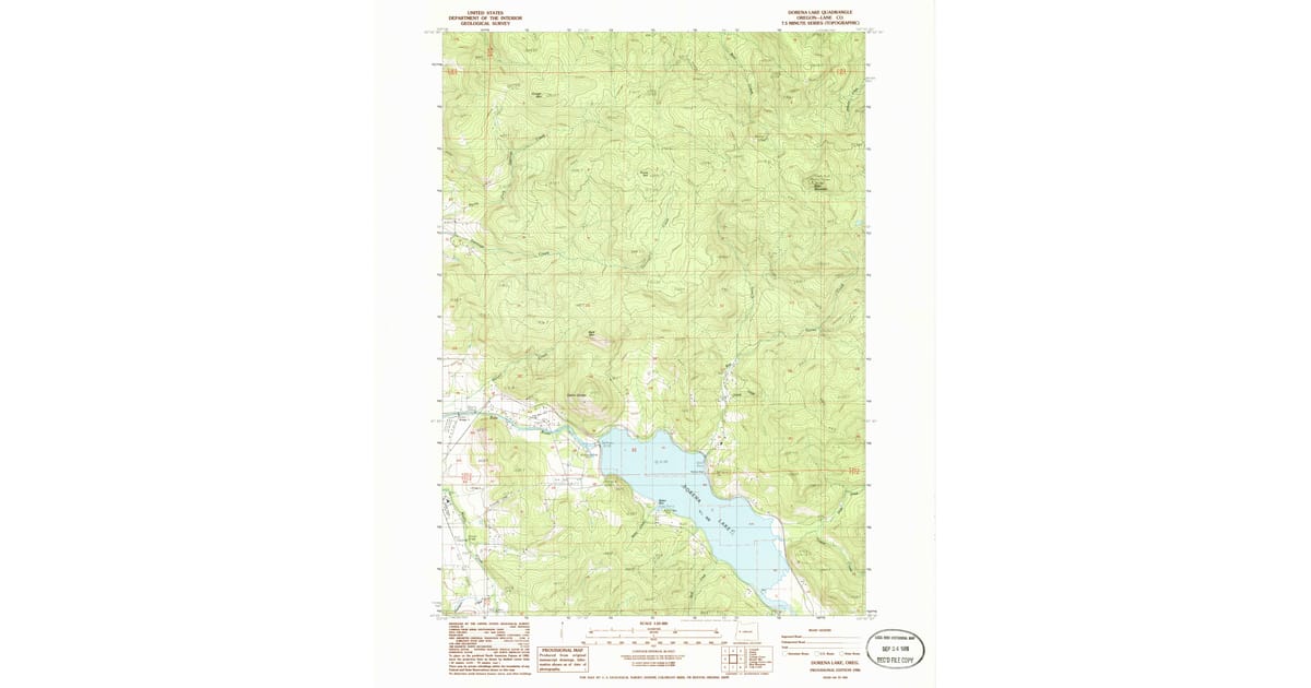 1986 Map of Dorena Lake, Lane County, OR — High-Res | Pastmaps