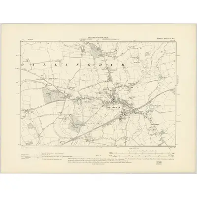 1900 Map of Dorset III.NE, 1902 Print
