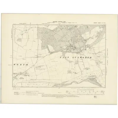 1900 Map of Dorset LV.NW, 1902 Print