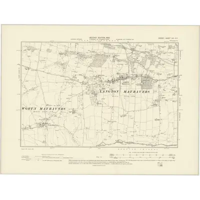 1900 Map of Dorset LVI.SE, 1902 Print