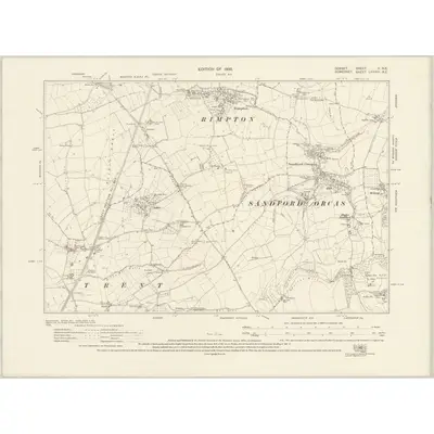 1927 Map of Dorset V.NE, 1930 Print