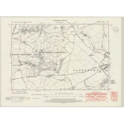1938 Map of Dorset V.SE, 1947 Print