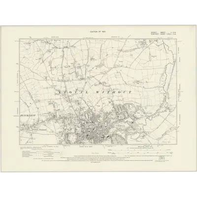 1927 Map of Dorset V.SW, 1930 Print