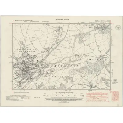 1938 Map of Dorset VI.SW, 1947 Print