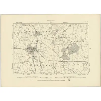 1886 Map of Dorset XI.SE, 1887 Print