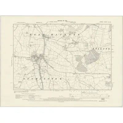 1927 Map of Dorset XI.SE, 1930 Print