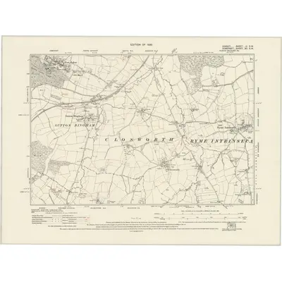 1927 Map of Dorset XI.SW, 1930 Print