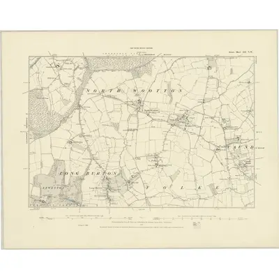 1886 Map of Dorset XII.NW, 1887 Print