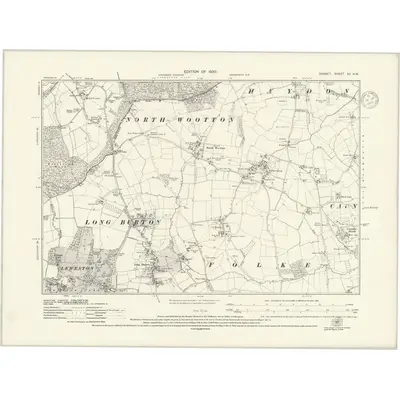 1927 Map of Dorset XII.NW, 1937 Print