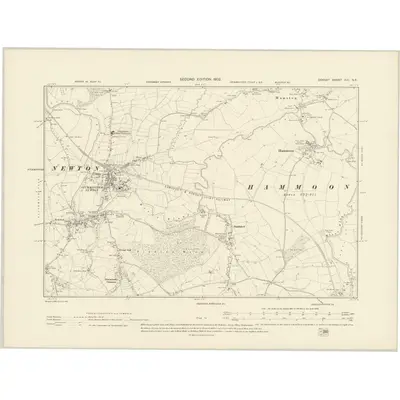1900 Map of Dorset XIII.NE, 1902 Print