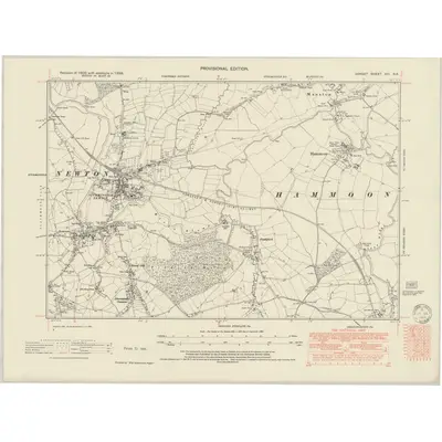 1938 Map of Dorset XIII.NE, 1949 Print