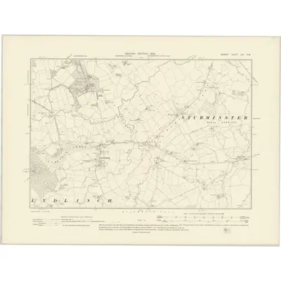 1900 Map of Dorset XIII.NW, 1902 Print