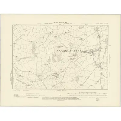 1901 Map of Dorset XIII.SW, 1902 Print