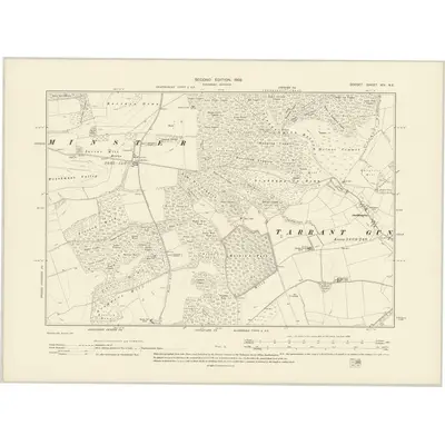 1900 Map of Dorset XIV.NE, 1902 Print