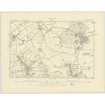 1886 Map of Dorset XIV.NW, 1887 Print