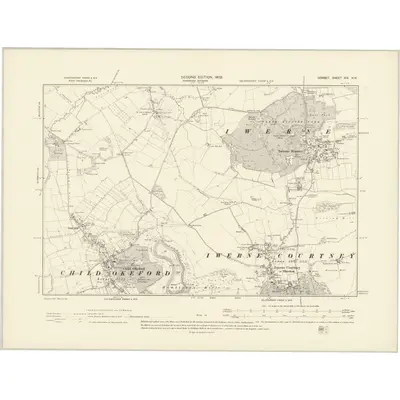 1900 Map of Dorset XIV.NW, 1902 Print