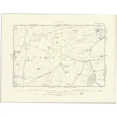 1887 Map of Dorset XL.NE, 1888 Print