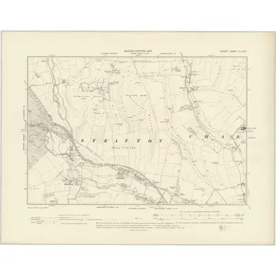 1900 Map of Dorset XL.NW, 1903 Print