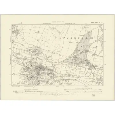 1901 Map of Dorset XL.SE, 1903 Print