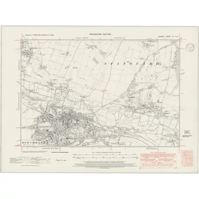 1938 Map of Dorset XL.SE, 1947 Print