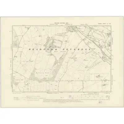 1900 Map of Dorset XL.SW, 1903 Print