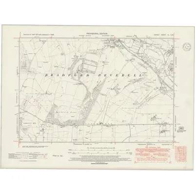 1938 Map of Dorset XL.SW, 1947 Print