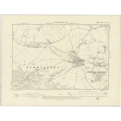 1901 Map of Dorset XLI.NW, 1902 Print