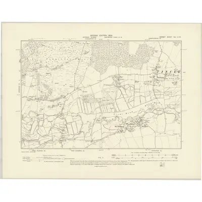1901 Map of Dorset XLI.SW, 1902 Print