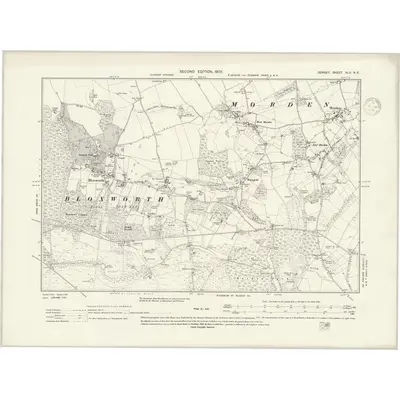 1900 Map of Dorset XLII.NE, 1938 Print